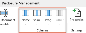 Displays part of the Excel ribbon. The buttons for inserting columns are highlighted in a red border.