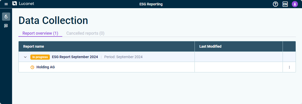 The overview of the assigned ESG reports is displayed.