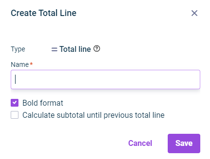  'Create Total Line' dialog