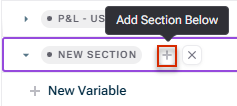 Shows the plus sign to be used to add a new section 