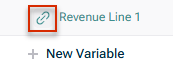 Shows the link icon next to the name of an imported variable that can be used to open the model in which the variable is defined