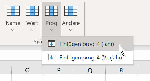 Schaltfläche 'Prog' im Excel-Ribbon