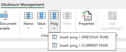 'Prog' button in the Excel ribbon